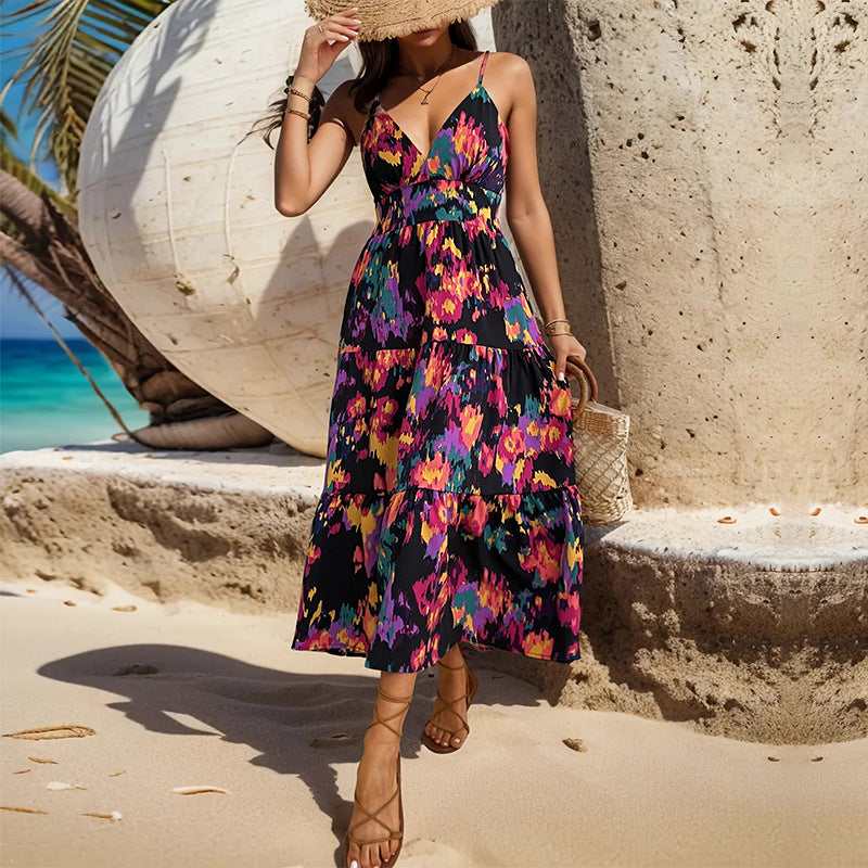 maxi dress with split halter dress