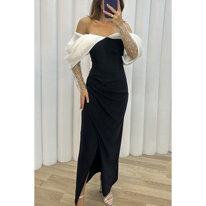 New party fashion dress casual loose one-line collar dress for women