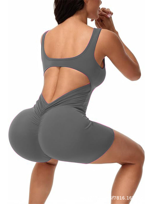 New one-piece yoga wear, hollowed-out back body training fitness sports jumpsuit women