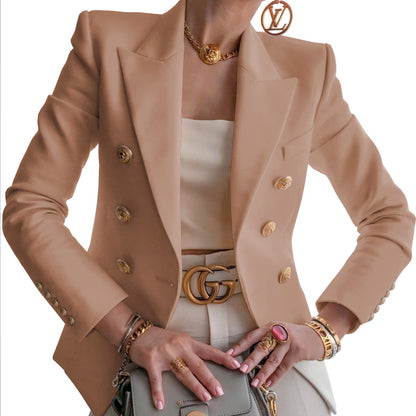 women's 2024 autumn and winter new fashion temperament slim solid color suit jacket women a hair
