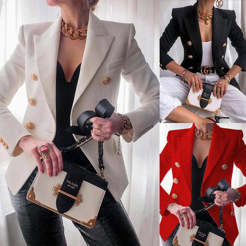 women's 2024 autumn and winter new fashion temperament slim solid color suit jacket women a hair