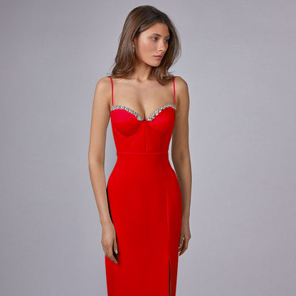 The new sexy diamond-encrusted socialite dress with a split bandage