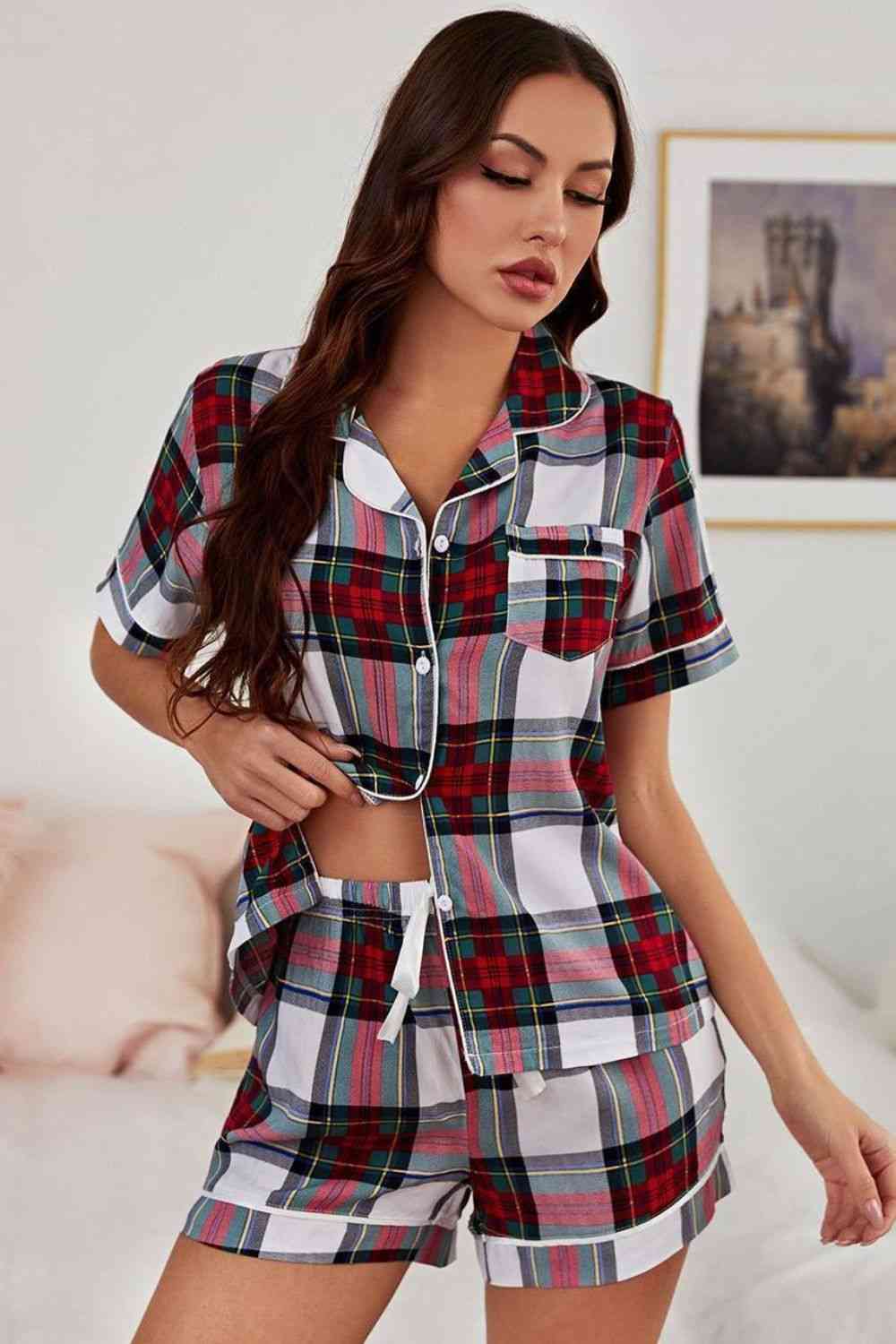 Short Sleeve Tied Two-Piece Lounge Set